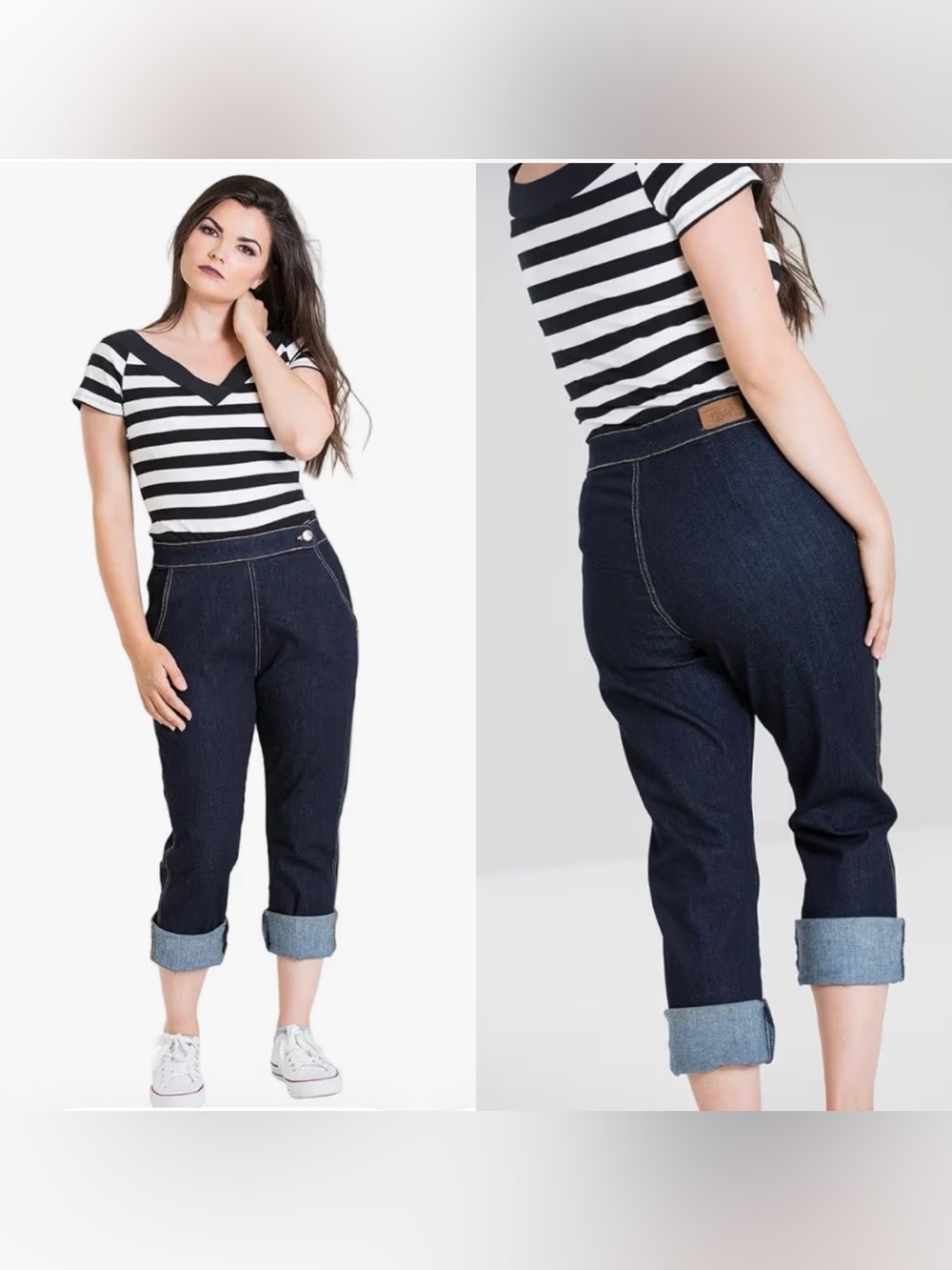 Hell Bunny Dark Indigo Retro Cropped Jeans